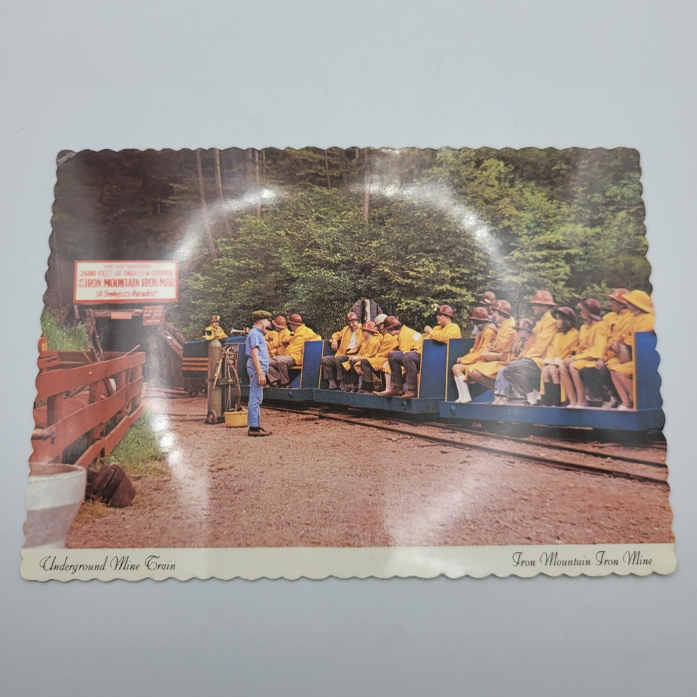 Iron Mountain Iron Mine Underground Mine Train Postcard Vulcan‎ Michigan Dexter